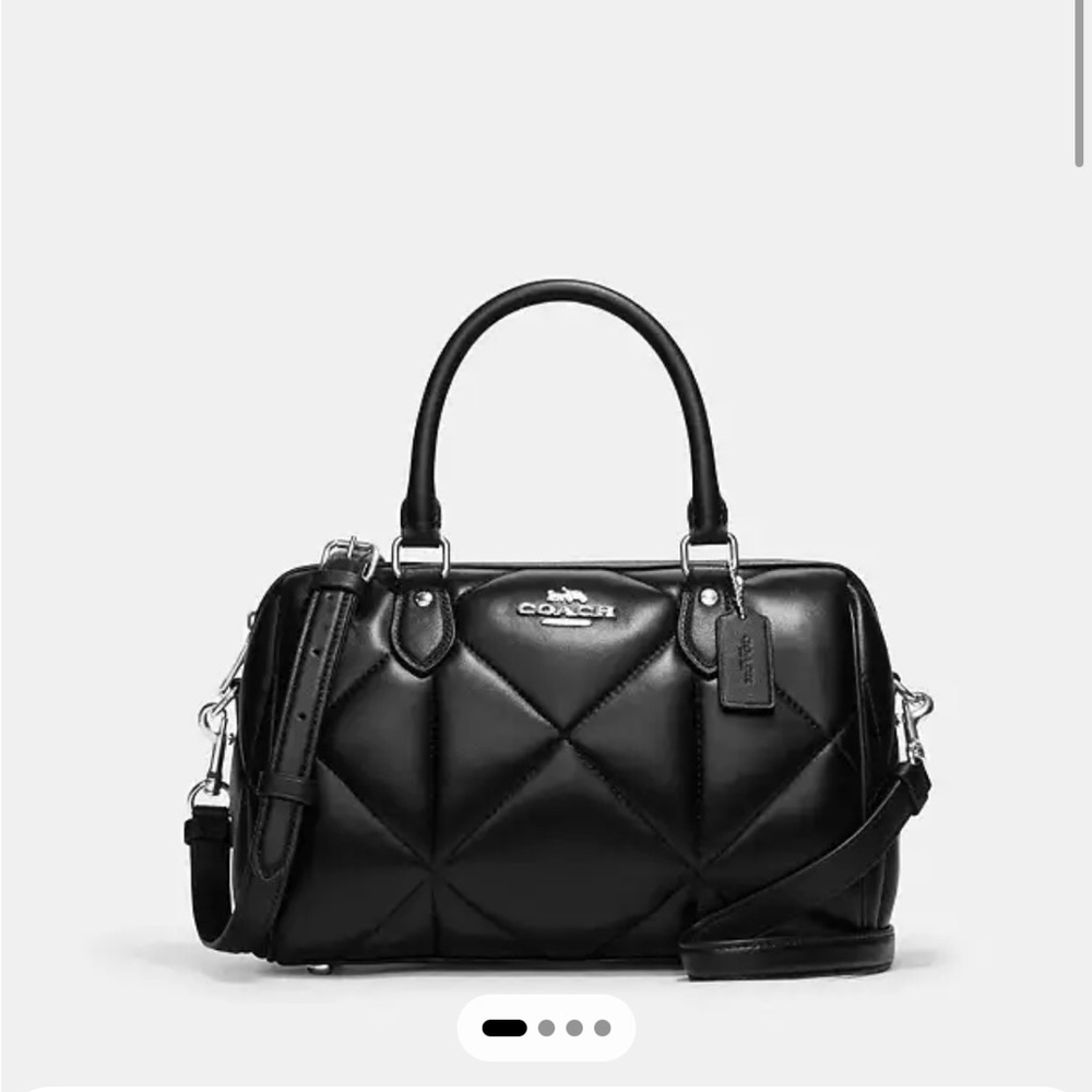 Coach Quilted Black Crossbody Bag with Silver Accents